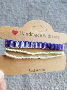 Handmade ombré Purple & dark blue spiral Woven Friendship Bracelet set